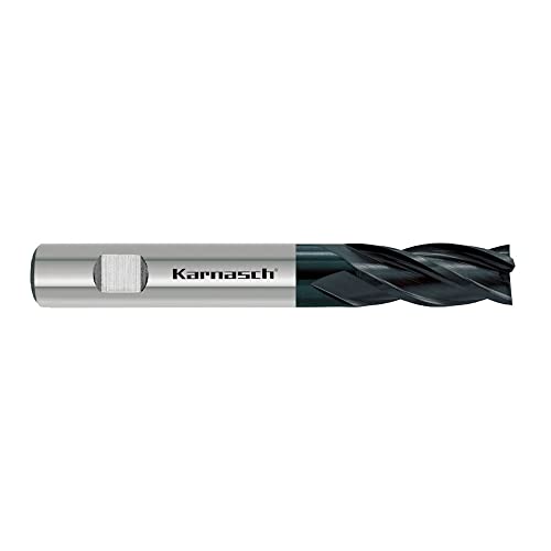 Karnasch 4416611200 Fresa de Mango HSSX-V2, 4 Dientes, 12mm Diámetro de Corte, 26mm Longitud de Corte, 12mm Diámetro del Vástago, 83mm Longitud