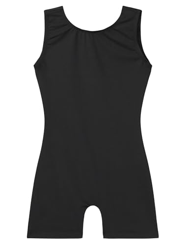 Nokecina Leotard for Girls Gymnastics Size 6-7 Years Old Black Sleeveless One Piece Unitard