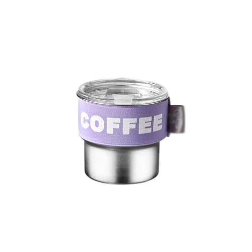 SUREK Taza de café reutilizable de acero inoxidable con tapa, portátil, taza de viaje para el hogar, oficina, vaso aislado creativo, 400 ml, resistente