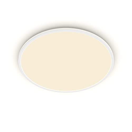 Plafonnier extérieur PHILIPS LED Superslim 15W [Blanc chaud - Blanc] Résistant à l'eau IP54, pour éclairage de jardin, patio et terrasse.