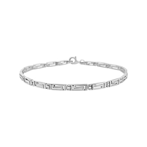 Silverly Sterling Silver Thick Greek Key Chain Bracelet With a