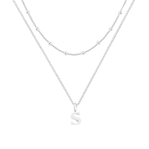 LUXYSODE Initial Necklaces for Wome S925 Silver Letter Necklace Tiny Silver Initial Pendant Name Necklace A-Z Personalized Gift Trendy Jewelry