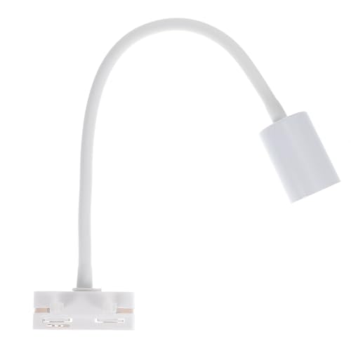 NAMOARLY Track Lighting E27 Socket Light Holder with Flexible Hose White, Adjustable Ceiling Spotlight Head for Living Room Wall Art Accent Lighting