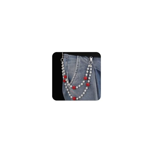 Wallet Chain Pants Biker Chain for Men Jeans Pocket Belt Trousers Loop White Red Disco Rhinestone Diamond Beaded Beads Hip Hop Punk Iced Out Jewelry Gifts Goth Accessories for Women Men