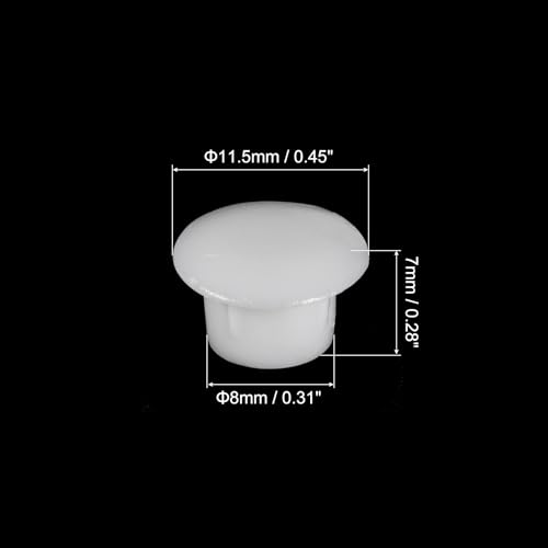 Image of uxcell 200Pcs Screw Hole Plugs, 8mm(5 /16 inch) Dia Plastic Snap in Shelf Button Flush Type Caps for Furniture Cabinet Cupboard, White