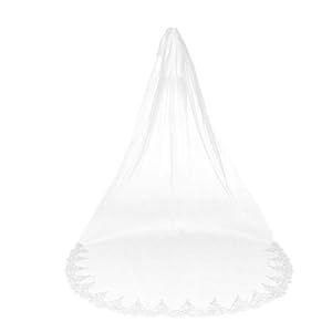 Amosfun Bruidsluier lang ivoor witte sluier eenlaags tot op de grond 3 m elegant bruiloftsaccessoire voor vrouwennaam