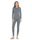 WEERTI Thermal Underwear for Women Long Johns with Fleece Lined, Base Layer Women Cold Weather Top Bottom, Grey, Large