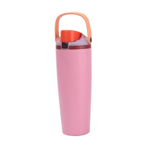 Image of FreeSip Gym Water Bottle with Straw & Chug Lid - Leak Proof Push Button Opening, BPA Free, Large Capacity Sports Bottle with Carry Handle (Magenta Pink, 900 ml)