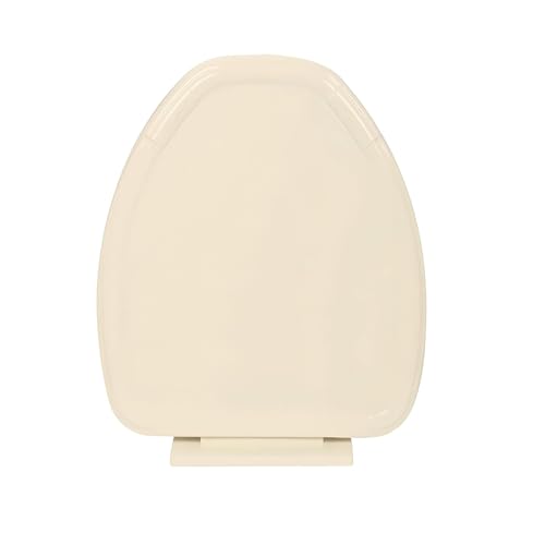 Image of ELEGANT CASA Polypropylene Soft Closing Toilet Seat Cover for Western Commode with Stable Hinges Cascade-Type Shape, Glossy Off-White /Ivory
