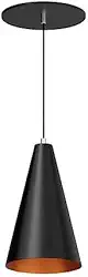 Pendente para Teto de Balcão Cone 20 cm Alumínio E Cobre Bivolt (Preto Brilho)