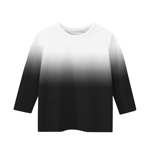 3/4 Sleeve Shirts for Girls Gradient Graphic Tees Tops Cotton T-Shirts Summer Casual Round Neck Tshirts3
