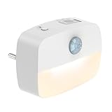 ANSMANN Nachtlicht mit Bewegungsmelder und Dämmerungsfunktion, LED Lampe Steckdose, dimmbar kindersicher und energiesparend, Schlaflicht für Kinder, Babys oder Schlafzimmer mit 3 Helligkeitsstufen