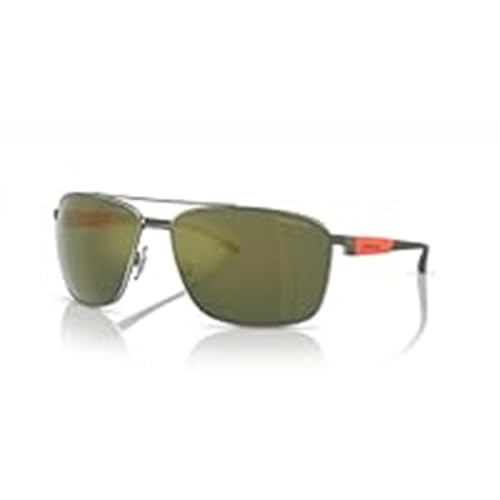 ARNETTE Man Sunglasses Gunmetal Frame, Dark Green Mirror Petrol Lenses, 65MM