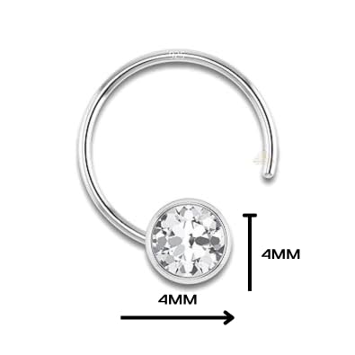 Image of SJ SHUBHAM JEWELLERS 92.5-925 Sterling Silver Round Shape White Cubic Zirconia Prong /Cup Setting Nose Pin Stud for Women Girls Size 2MM 3MM Size Pure Silver