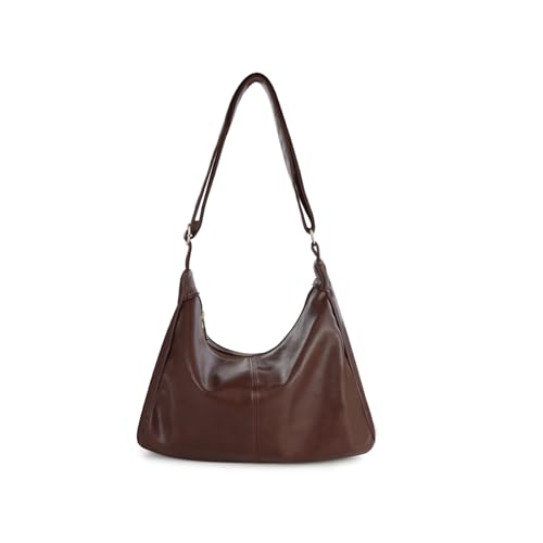 Sac hobo pour femme grand sac à bandoulière en cuir PU souple zippé noir pour voyage