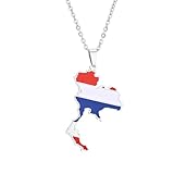 LUTAKU Collier avec pendentif carte et drapeau de la Tha&iuml;lande pour homme et femme,...