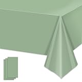 Vusnud 3 Packs Sage Tablecloth, Plastic Green Table Covers, Disposable Sage Party Supplies, 52 x 108‘’, Fit for 8 Ft Table, for Bridal Shower, Baby & Wedding Party Decorations