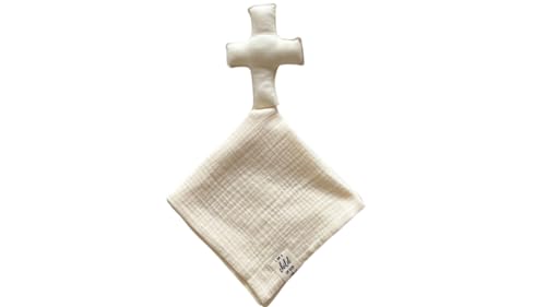 Cross Lovey, Cross Security Blanket, Christian Baby Gift, Baptism Gift, Easter Gift, Newborn Baby Gift, Blessing Blanket (Cream)