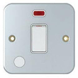 Hamilton MCDPNCWH-W Metal Clad Double Pole Switch with Neon Indicator, 20A, White