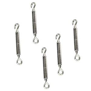 Ubersweet® Imported 5 Pieces 97mm Stainless Steel Turnbuckle (Hook & Eye) Wire Rope Tensioner_37002