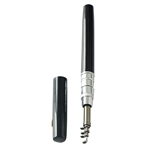 plplaaoo Collapsible Mini Pocket Pen Fishing Rod Reel Combo Set, Pen Fishing Rod,Aluminum Alloy Durable Fishing Pole Pen,Portable Telescopic Fishing Pole + Fishing Reel Kit(Black), Pen Fishing Rod