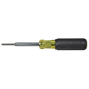 Klein Tools 32559 Multi-bit Screwdriver / Nut Driver, Extended Reach 6-in-1 Tool with Nut Driver, Phillips and Slotted Bits