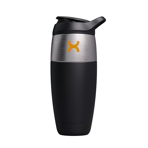 Promixx Pursuit - Botella mezcladora de 950 ml, botella mezcladora de proteínas de acero inoxidable de una sola pared, batidos súper suaves, 950 ml, color negro