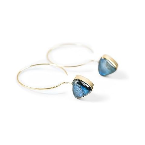 AYANA Healing Crystal Earrings for Women - Handmade Drop Earrings with Ethically Sourced Authentic Gemstones | Birthstone Jewelry for Women Trendy (Labradorite) Cover