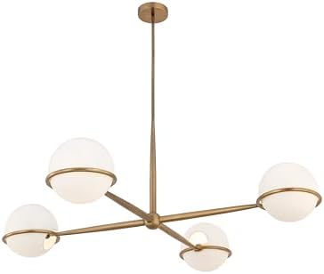 Minka-Lavery Orstyn 48" 4-Light Chandelier - Legacy Brass with Opal Glass (Bulb Not Included)