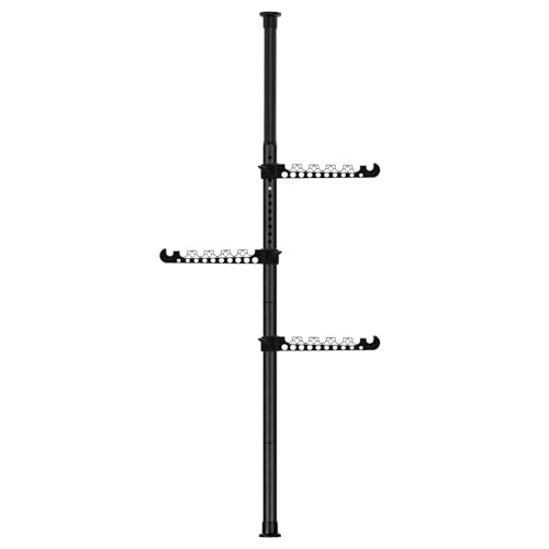 HORTDFang �|�[���n���K�[ �˂����莮 �L�k ����110-310cm �������|�[�� ���󕨊��� �g�ݗ��ĊȒP �H��s�v �m�����b�N �ߗގ��[ �����h���[ ���� (�u���b�N, �A�[��3�{)