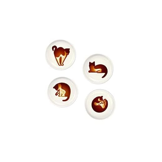 Keramik såsskål kattlindring kryddskål mini sida sushi soja doppskål soja sås tallrikar servis mjau porslin litet fat (set med 4)