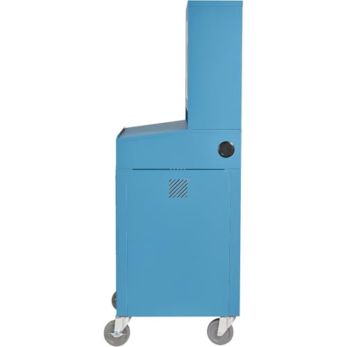 Image of Global Industrial Mobile Security LCD Computer Cabinet Enclosure, Blue | For 24 inch Diagonal Monitors, Steel Construction, Powder Coat Finish, 24-1 /2 inchW x 22-1 /2 inchD x 62-3 /4 inchH, Unassembled