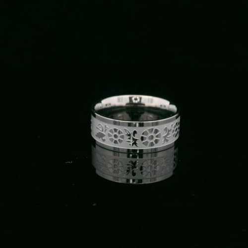 One Moment In Time J125 Daisy Flower Scroll Size 5-10.5 Stainless Steel Ring Mormon LDS CTR3