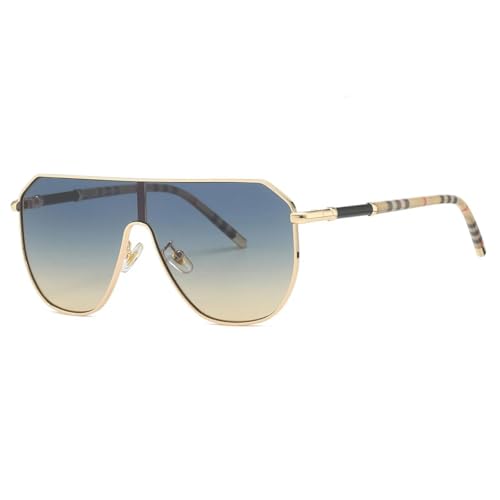 Lunettes de soleil une pièce monture plate grande taille pour femme homme, verres luxe vintage punk