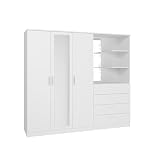 AVANTI TRENDSTORE - Osasco - Armadio nel colore bianco a 3 ante di qui una a specchio e 4 cassetti, sopra i cassetti comodi ripiani. Misure ca LAP 199x181x52,7 cm