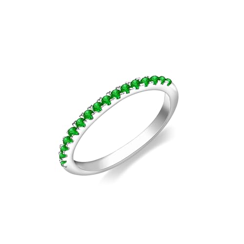 YAHGEM 925 Sterling Silver Birthstone Stackable Rings Set: Eternity Stackable Birthstone Band Rings for Women Cubic Zirconia Stacking Ring for Wife Birthday Jewelry Gifts (May 9)