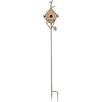 Maison D'Oiseau En Métal Sur Tige - Mangeoire Nichoir Décoration Jardin - Hauteur 100cm Bleu
