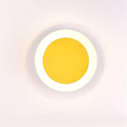 Aplique de Pared LED Moderno, Estilo Europeo, de Hierro Forjado, Ajustable, Redondo y Colorido, para habitación (Amarillo)