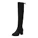 Women's Thigh High Boots Fashion Stretchy Knit Chunky Heel Platform Over the Knee Boots Black Stretch Suede Over Knee High Boots Sexy Leather Long Fall Winter Boots for Women