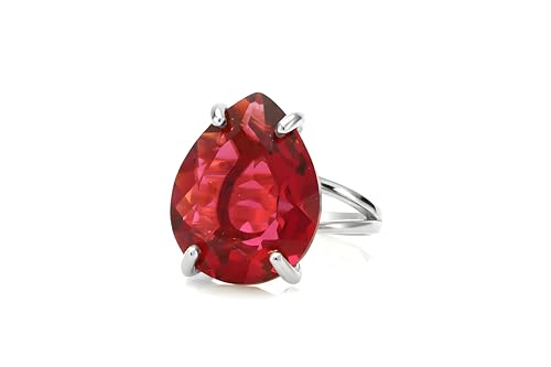 Bague pierre de naissance octobre tourmaline rose poire, le cadeau idéal en argent 925