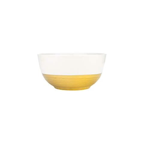 Yedi YCC729, 6'' Porcelain Salad Bowl, White & Gold Embossed Collection Ceramic Fruit Bowl, Elegant Serving Dish, Set of 4 Cover