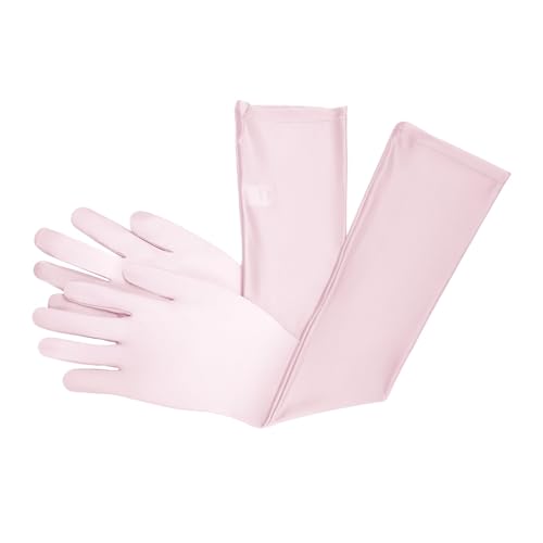 AMORESY Elbow-Length Gloves – Shiny Stretch Opera-Style Arm Sleeves for Party, Performance, Cosplay & Fashion (Rose Quartz)