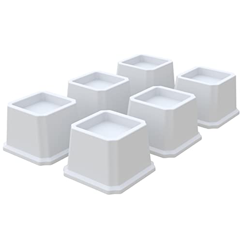 Whynonap Bed Risers 2 Inch Heavy Duty Bed Elevators, Set Of 6 Lifts Up 2000 Lbs Furniture Riser For Sofa And Table, White #TOP7
