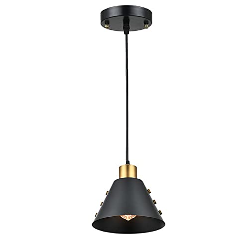 Lampe suspendue rétro noire avec culot E27 réglable pour îlot de cuisine