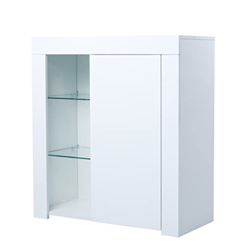 Casual Jackets High Gloss Kitchen Sideboard With Blue Led Lights, Living Room Sideboard With Shelves And Doors For Storage (Color : D, Size : As Shown) #TOP18