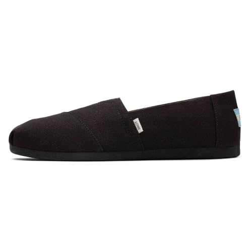 TOMS Alpargata Jute damskie bordowe espadryle, Czarne szerokie płótno bawełniane z recyklingu, 6 UK Wide