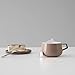 VIVA Ella Brown Porcelain Coffee, Latte, Cappuccino Cup with Saucer Set, 9 oz / 260 ml