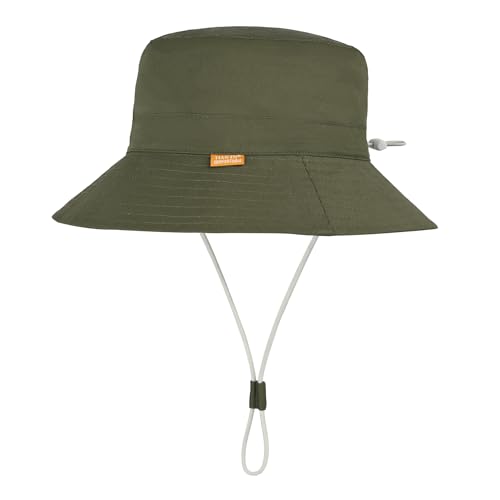 jerague Baby Boy Sun Hat Linen Cotton,Baby Kids Toddler Boys Summer Hats 1-2T Adjustable Beach Bucket Caps with UPF 50+ Protection, 12-24 Months, 024-army Green - Thumbnail 5