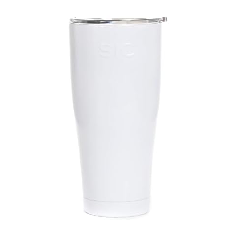 Seriously Ice Cold SIC 30oz Insulated Travel Tumbler Mug, Premium Double Wall Stainless Steel, Leak Proof BPA Free Lid (Ice White) Cover
