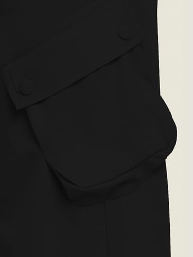 Image of Fashion Women's Casual Cargo Pants Flared High Waist Relaxed Fit Stretchable Parallel Trousers